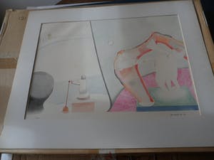 Henri de Haas - Gemende techniek op papier, titel, "De Voyeur". kopen? Bied vanaf 35!