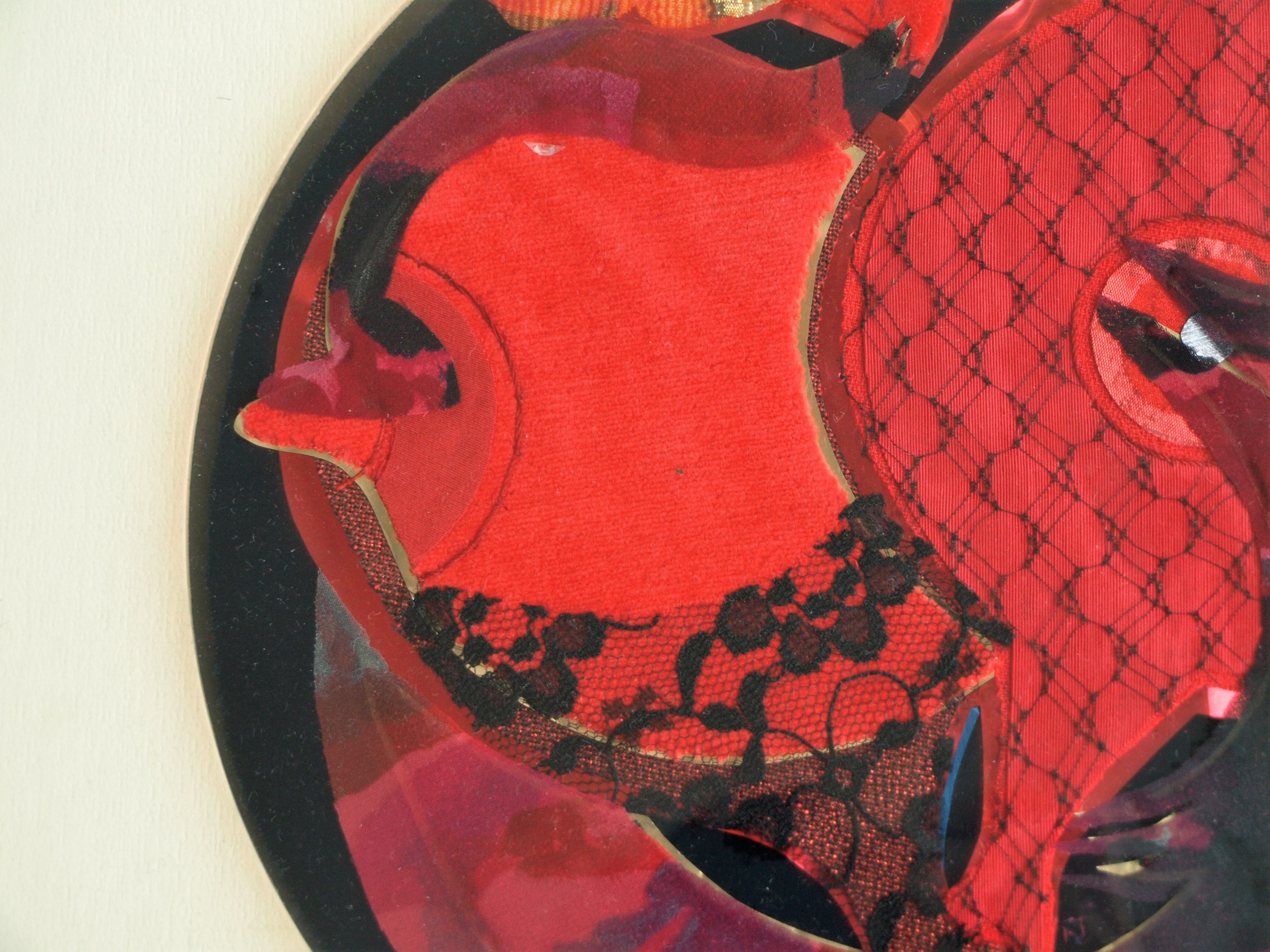 Ria Fortuijn - Kussende vis – Textiel – gesigneerd & ingelijst  kopen? Bied vanaf 15!