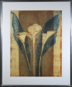 Lukie de Bree - Ets en aquatint, Z.T. Drie Zantedeschia's - Ingelijst kopen? Bied vanaf 40!