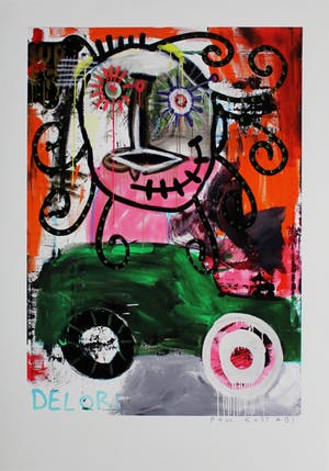 Paul Indrek Kostabi - Kleurengiclee DELOREAN Handgesigneerd. kopen? Bied vanaf 65!