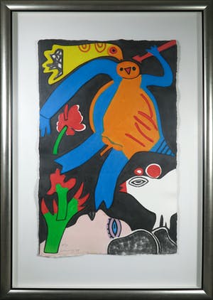 Corneille - Aquagravure op handgeschept papier, Oiseau jaune - Ingelijst (Zeer groot) kopen? Bied vanaf 700!