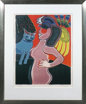 Corneille - Litho, Femme nu en profil - Ingelijst kopen? Bied vanaf 250!