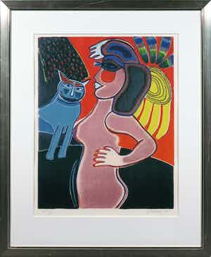 Corneille - Litho, Femme nu en profil - Ingelijst verkocht voor € 250!