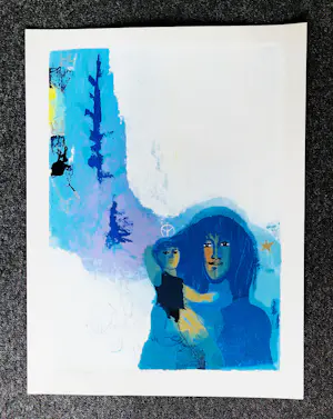 Adi Holzer - Grote 1972 gemengde (druk)techniek collage "Traunstein madonna" gesigneerd kopen? Bied vanaf 67!