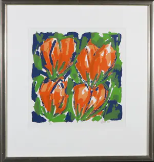 Ad van Hassel - Zeefdruk, Bloemen - Ingelijst kaufen? Bieten Sie von 1!