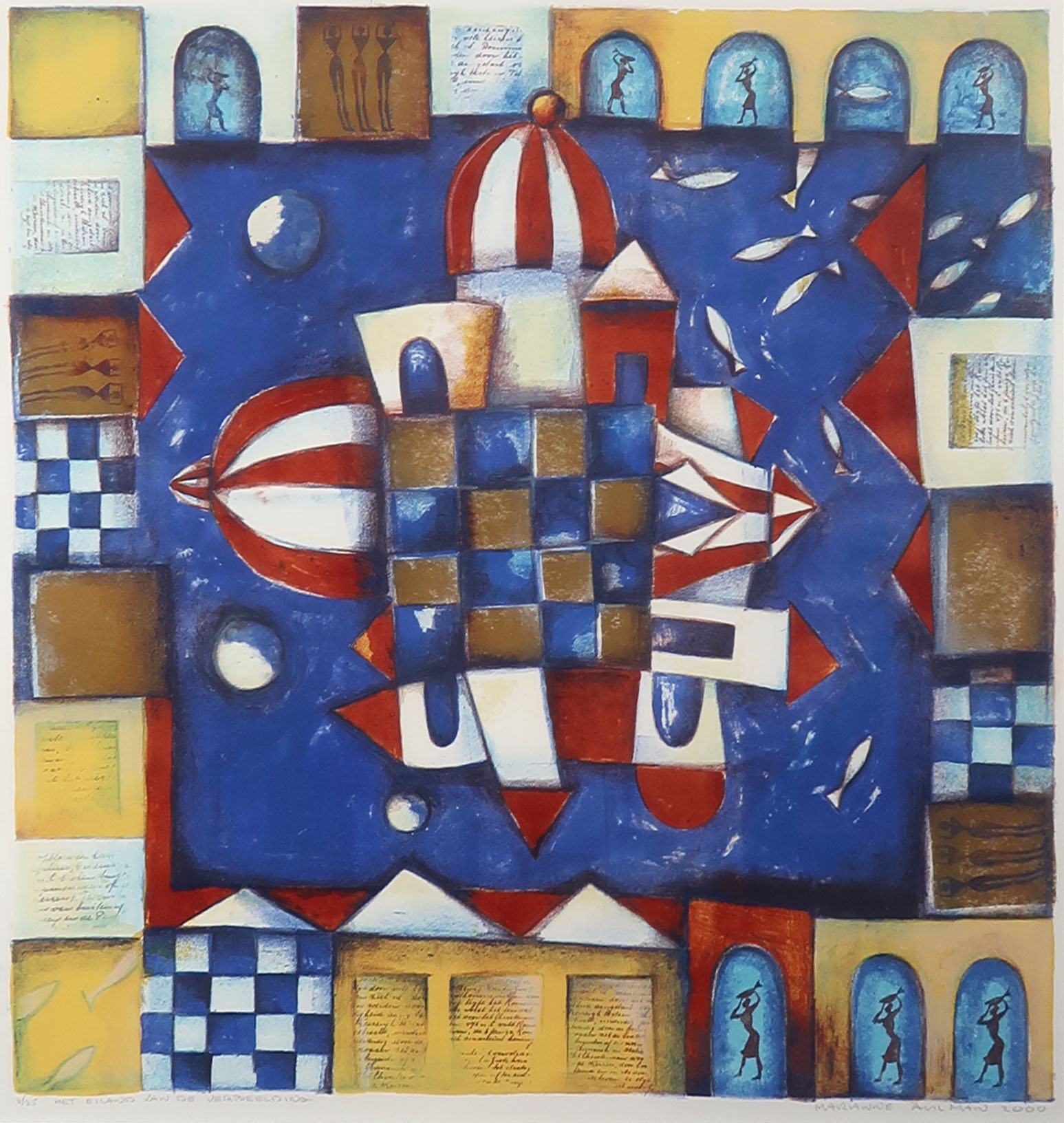 Marianne Aulman - Zeefdruk, Het Eiland van de Verbeelding - Ingelijst kopen? Bied vanaf 1!