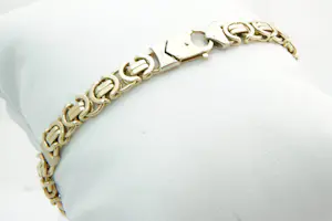 Buy 18 - Fraaie, 14 karaats geel gouden "Konings" armband - platte schakel? Bid from 950!