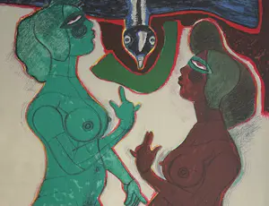 Corneille - handgesigeerde kleurenlitho | 'Sous le charme de l'oiseau' | 1982 (INGELIJST) kopen? Bied vanaf 550!