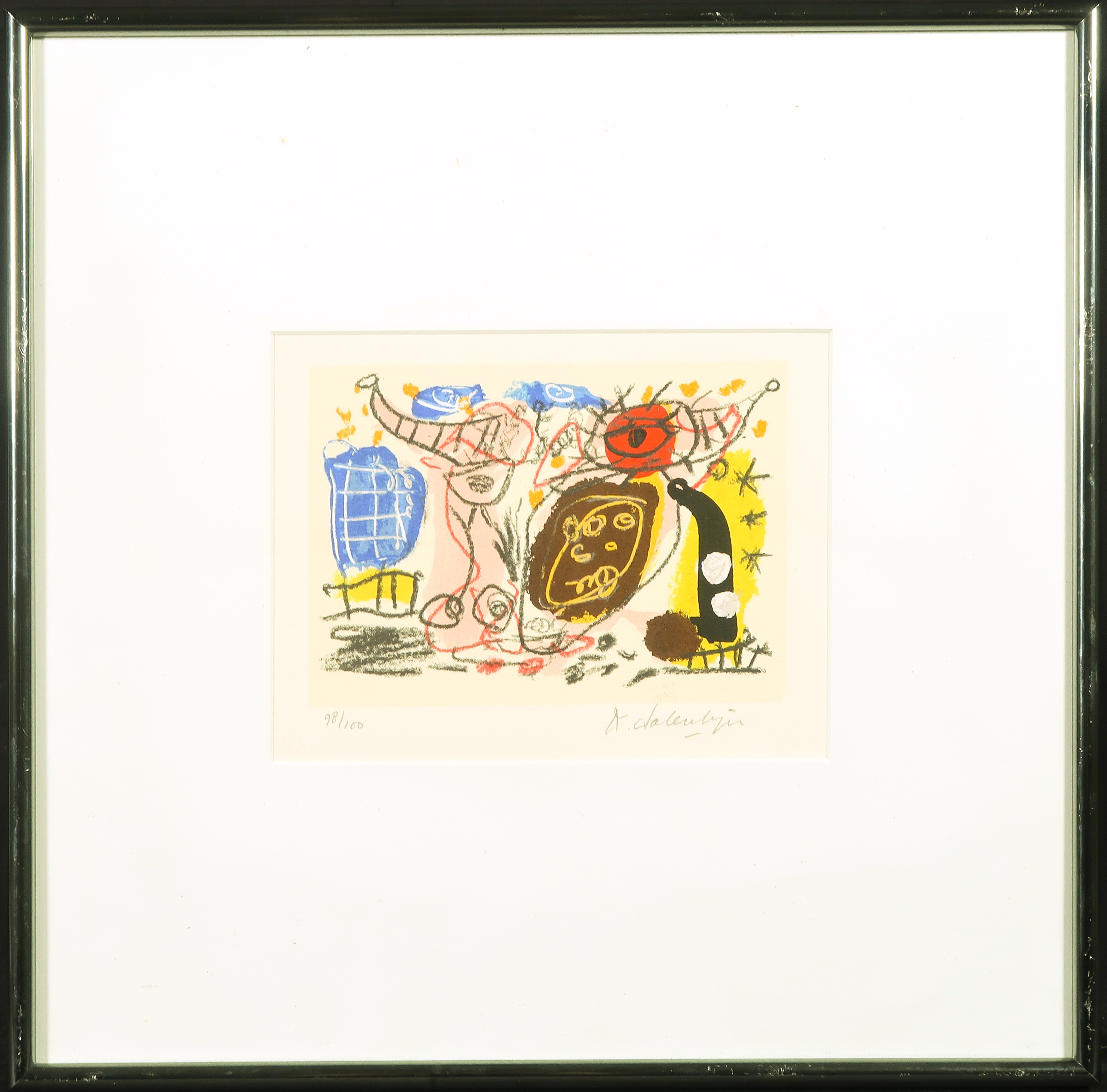 Kees Salentijn - Zeefdruk, Zonder titel - Ingelijst verkocht voor € 35!