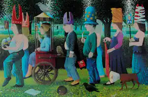 Dolf Zwerver - Kleuren litho: 'Optocht' verkauft für € 175!