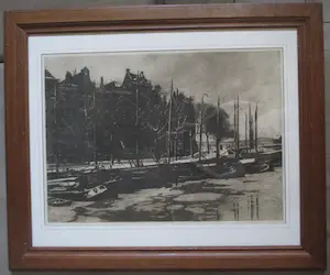 Willem Witsen - Ingelijste Ets/Aquatint Amsterdam Binnenkant met sneeuw kopen? Bied vanaf 150!