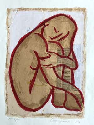 Casper Faassen - Zittend staand naakt II (Groot) verkocht voor € 225!