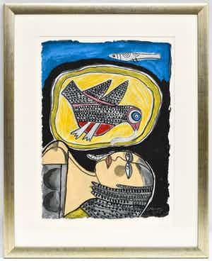 Corneille - Zeefdruk: Des animaux et la femme - 2002(nette lijst) verkocht voor € 399!