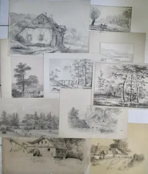 Niet of onleesbaar gesigneerd - 10 Tekeningen Landschap diverse kunstenaars kaufen? Bieten Sie von 1!