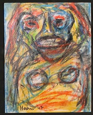 Pieter Haan - Lot van vijf werken (krijt op karton, gedateerd 1947), Figuren kopen? Bied vanaf 1!