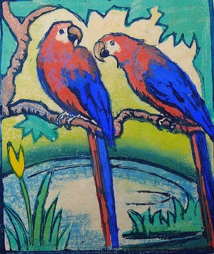 Niet of onleesbaar gesigneerd - Tropische vogels -aquarel- kopen? Bied vanaf 1!