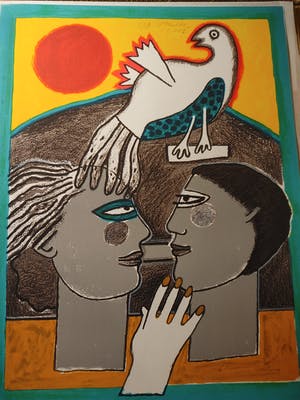 Corneille - Couple à la colombe (1922-2010) kopen? Bied vanaf 115!