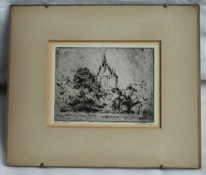 Wim Steijn - Ets , Kasteel - bij Haarlem? – gesigneerd – 1973 kopen? Bied vanaf 10!