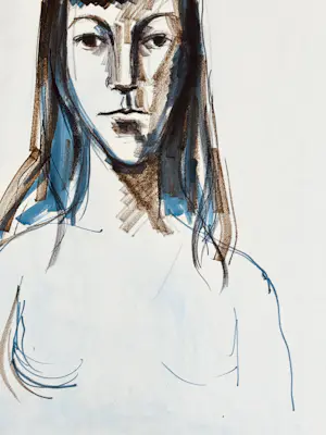 Florent Terence Crommelynck - Großes expressionistisches Porträt von hoher Qualität, ca. 1960 kopen? Bied vanaf 50!