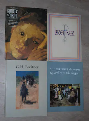 Willem Steelink (jr.) - Plein bij Avond, ets naar Breitner + 4 boeken kopen? Bied vanaf 45!