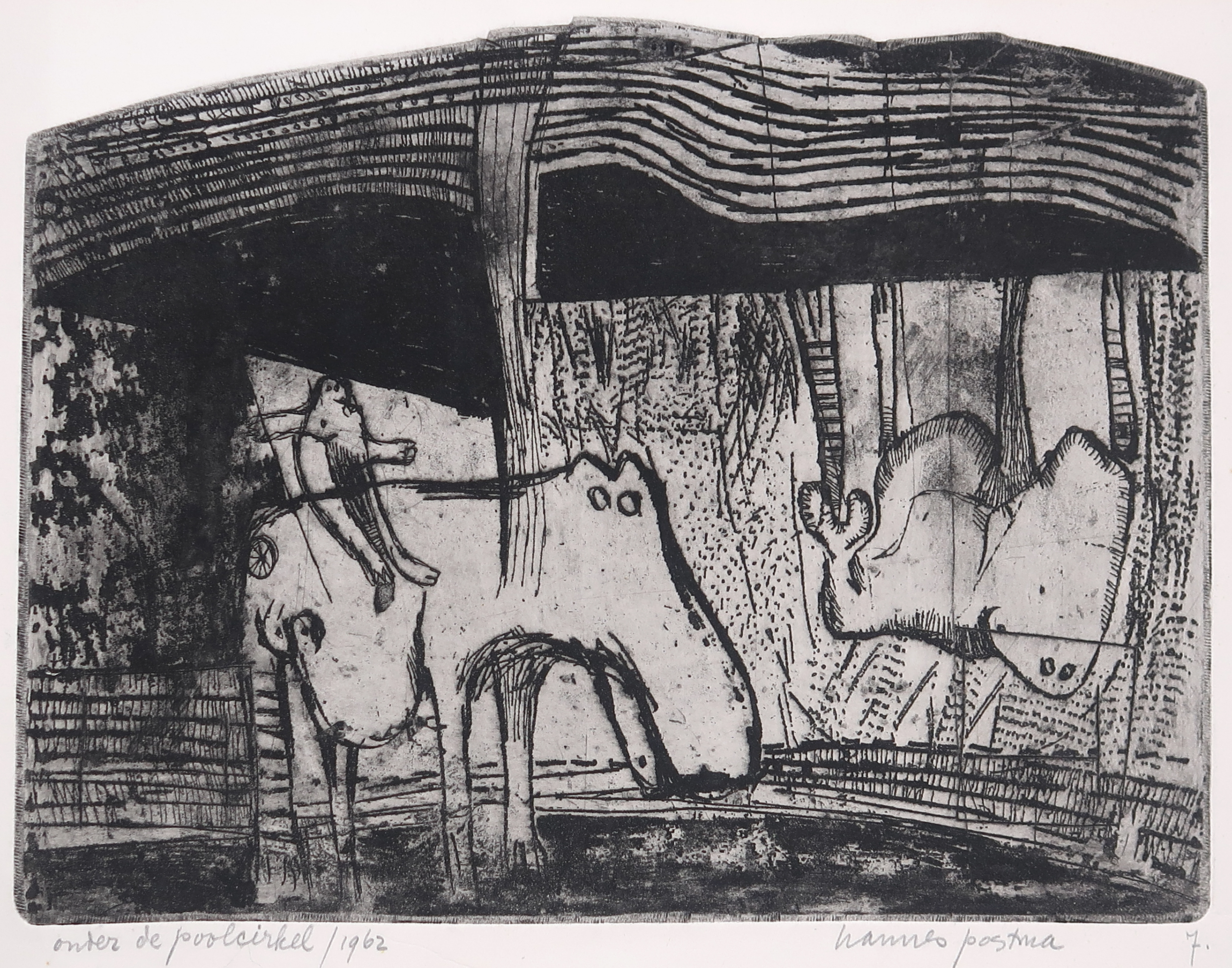 Hannes Postma - Ets, Onder de poolcirkel verkocht voor € 35!