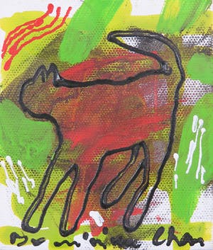 Dominique Chan - Acryl op doek, Z.T. Abstracte compositie kopen? Bied vanaf 35!
