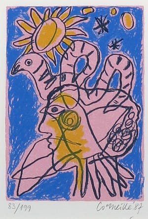 Corneille - Zeefdruk, Allegro III - Ingelijst kopen? Bied vanaf 120!