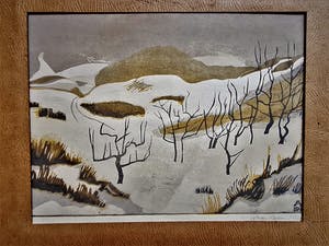 Niet of onleesbaar gesigneerd - Mooie, in 1934 gemaakte Houtsnede "winters landschap" gesigneerd kopen? Bied vanaf 1!