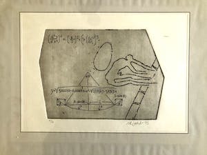 Klaus van der Locht - Abstracte compositie - Ets, Ingelijst kopen? Bied vanaf 35!