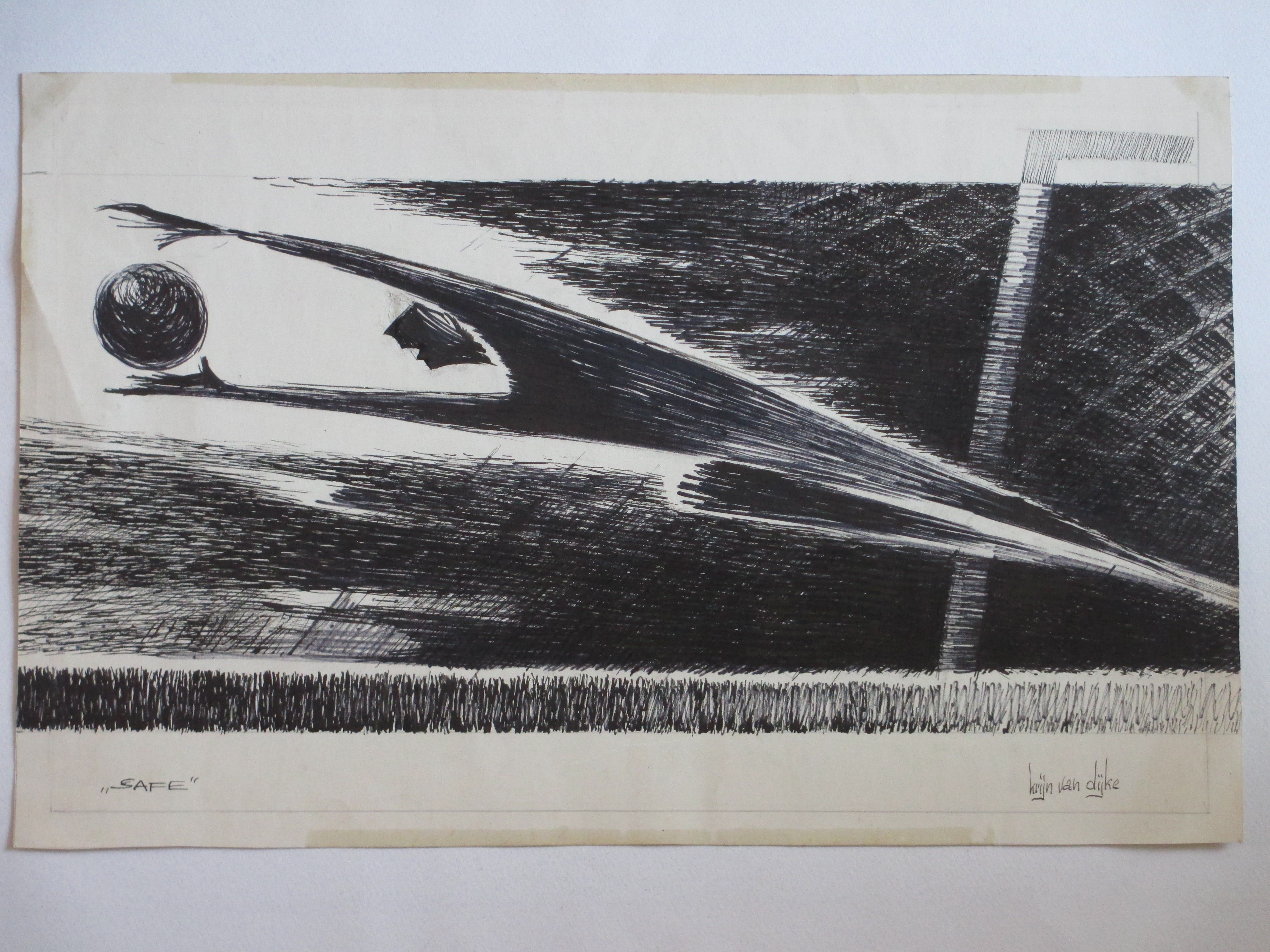 Krijn van Dijke - "Safe" - Pentekening verkocht voor € 45!