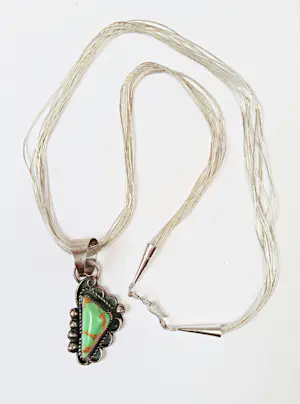 Gary Nez sterling zilver variscite liquid silver collier Navajo Indiaans kopen? Bied vanaf 175!