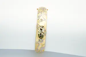 1-  Grote & fraai bewerkte 14krt bi-color gouden armband - Arabische motieven kopen? Bied vanaf 430!