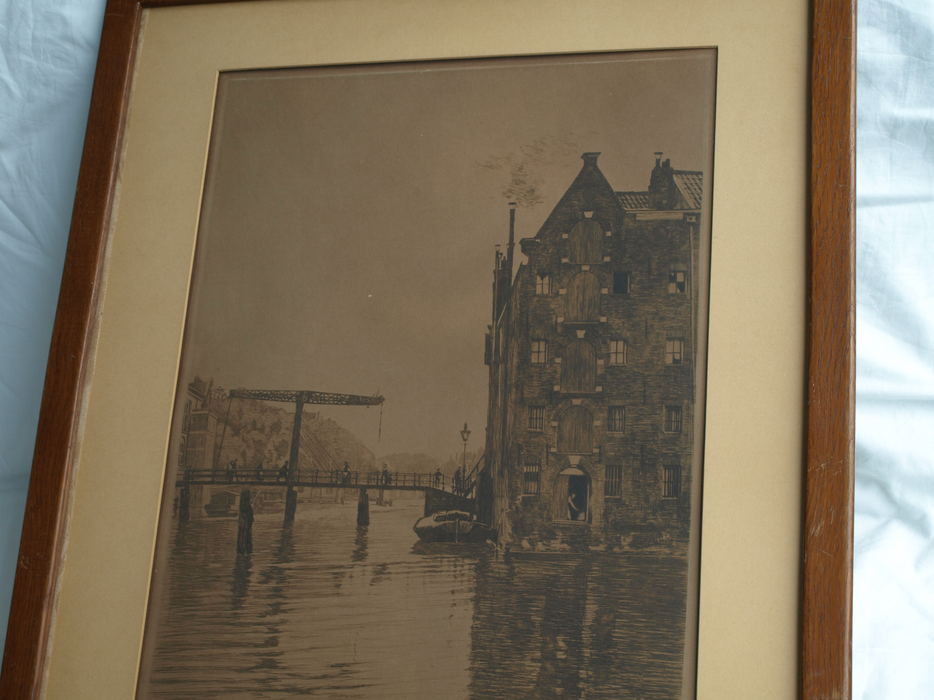 Willem Witsen - Ets – Pakhuizen op Uilenburg, Amsterdam (Uilenburg II) – 1911 - ingelijst kopen? Bied vanaf 275!
