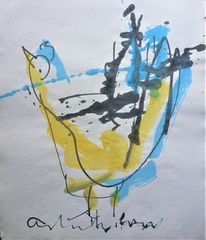 Anton Heyboer - De oervogel .Mooie sierlijke kleurige schildering . kopen? Bied vanaf 275!