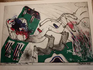 Hannes Postma - "Hors series" handgekleurde Ets -1966 - "twee armlengten" kopen? Bied vanaf 40!
