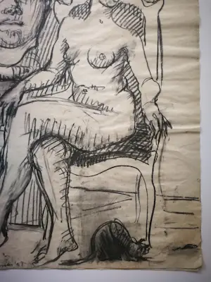 Rob Aussen - Naakt. Portret. Zittende vrouw. kopen? Bied vanaf 69!