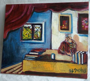 Justus Donker - Olieverf op doek , “De peinzende man” – gesigneerd – 1997 – 60 x 70 cm kopen? Bied vanaf 175!