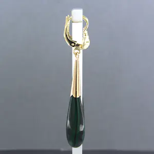 14k geel gouden oorhangers bezet met malachiet kopen? Bied vanaf 260!