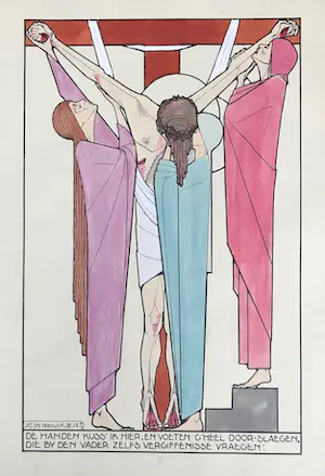 Jos Speybrouck - Via Crucis en de VII Weeën van Maria - 21 ingekleurde litho's - 1928 kopen? Bied vanaf 125!