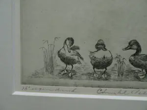 Christel Selmouni - Ingelijste ets , Drie eendjes , Kwik, Kwek & Kwak kopen? Bied vanaf 1!