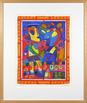 Clemens Briels - Zeefdruk, A bunch of Floridians (...) - Ingelijst kopen? Bied vanaf 70!