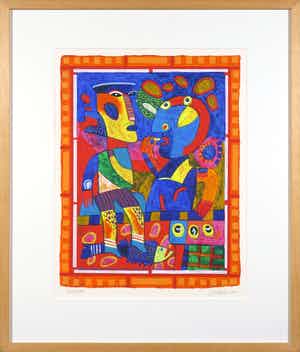 Clemens Briels - Zeefdruk, A bunch of Floridians (...) - Ingelijst verkocht voor € 70!