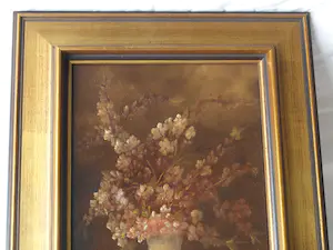 Niet of onleesbaar gesigneerd - Ingelijst , Olieverf , Bloemstilleven – onduidelijke signatuur… kopen? Bied vanaf 1!