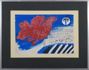 Corneille - Zeefdruk, Hommage aan Stravinsky - Ingelijst verkocht voor € 200!