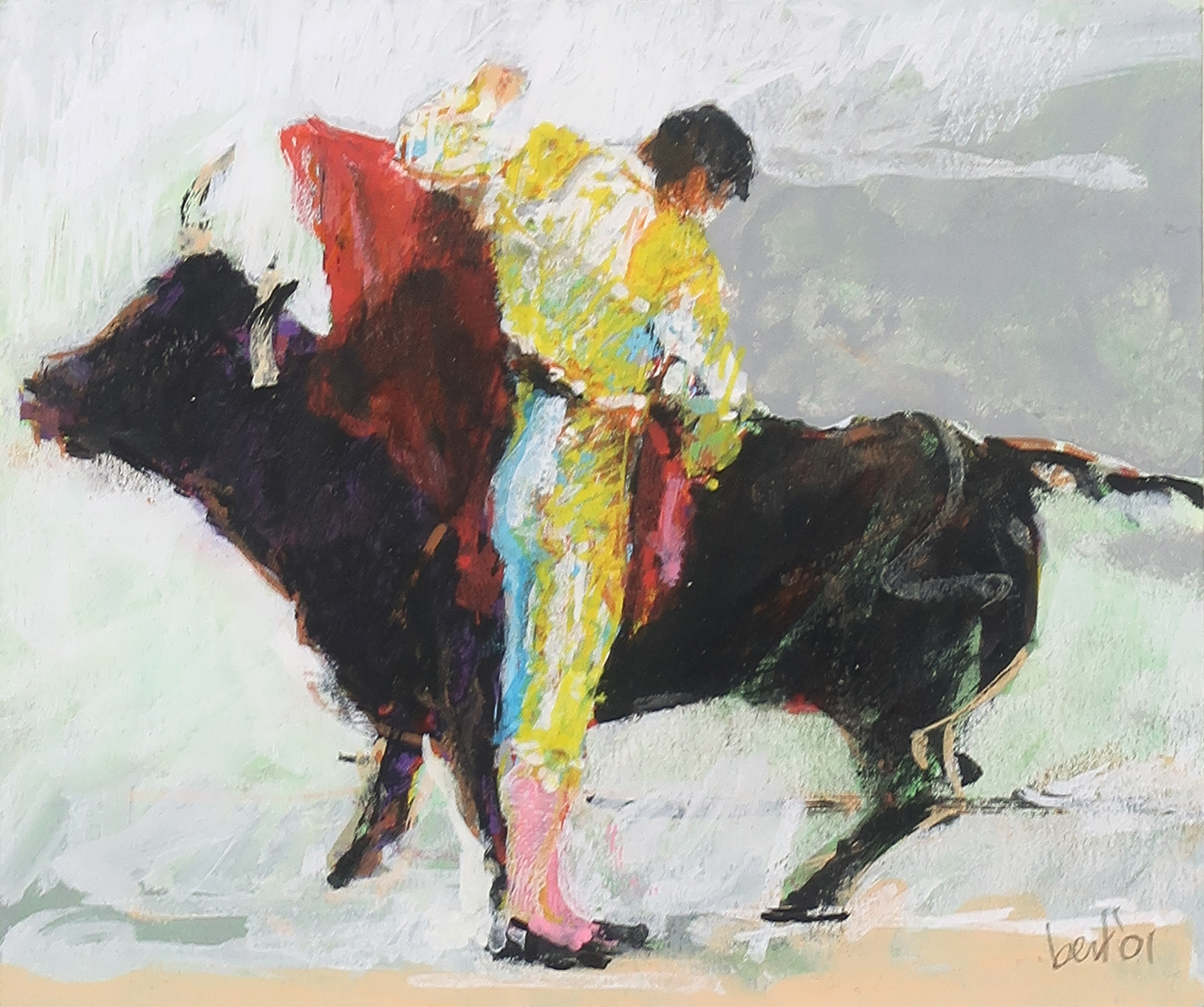 Bert van Zelm - Gouache, Toros - Ingelijst kopen? Bied vanaf 20!