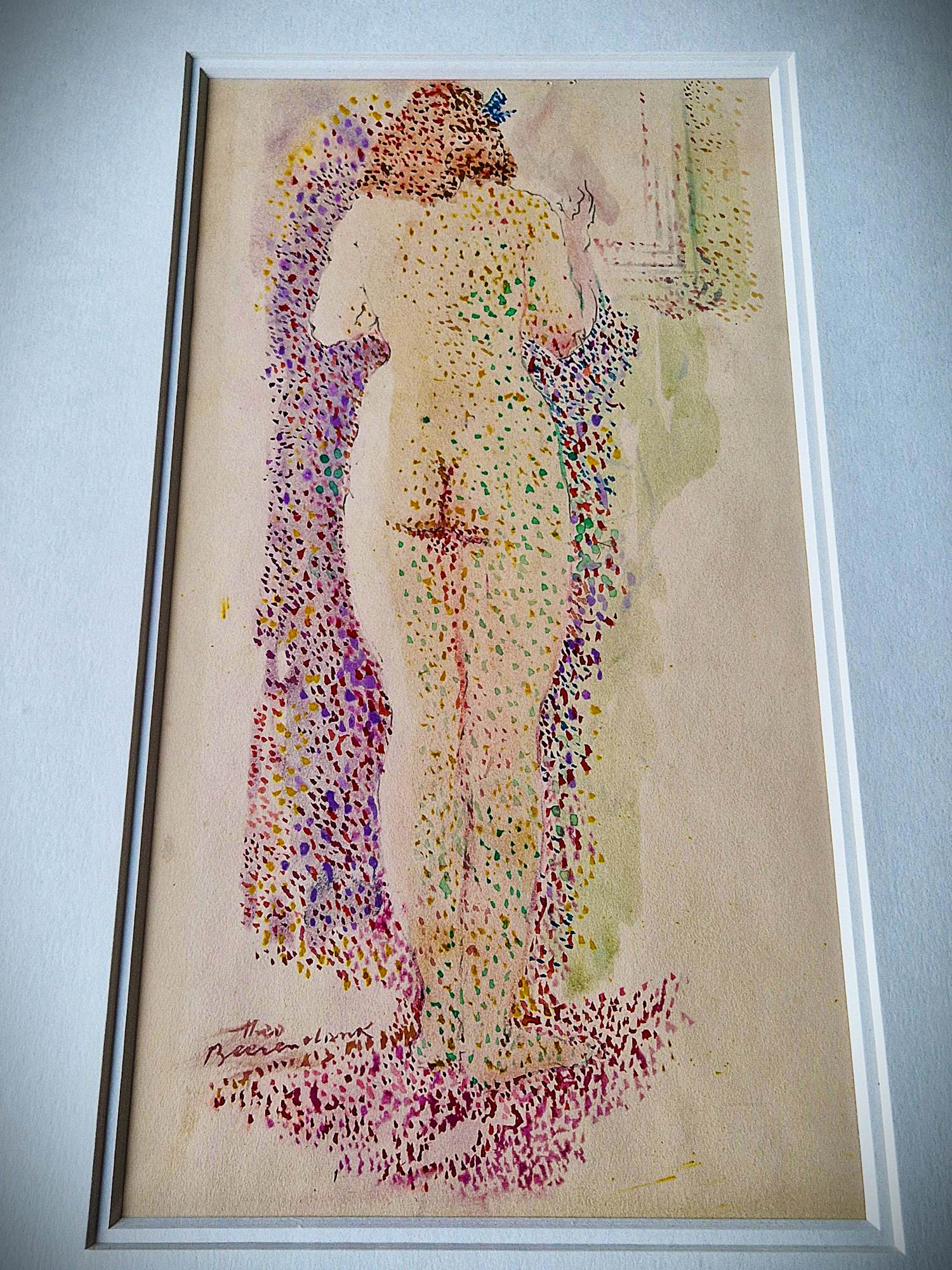Theo Beerendonk - Bijzonder in 1967 pointillistisch geschilderd vrouwelijk naakt - mooi gelijst! kopen? Bied vanaf 265!