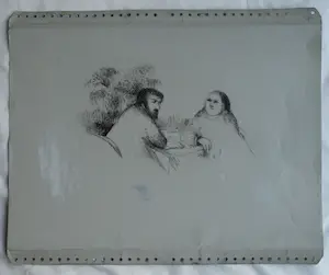 Metten Koornstra - Originele drukplaat , “Man en vrouw aan tafel” – ca 1965 kopen? Bied vanaf 1!