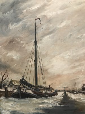 Niet of onleesbaar gesigneerd - H. Van Geffen (20e eeuw) - Riviergezicht kopen? Bied vanaf 1!