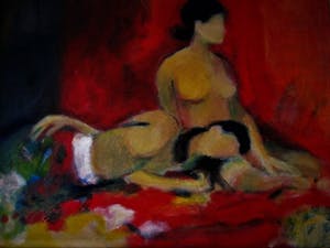 Niet of onleesbaar gesigneerd - Mooi impressionistisch geschilderd olieverf "twee naakte dames" kopen? Bied vanaf 10!