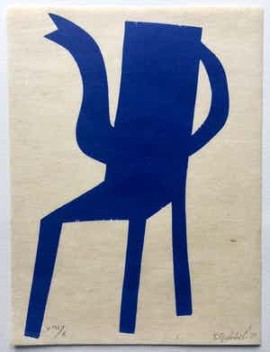 Klaas Gubbels - houtdruk ‘La Chaise’ - 2000 - oplage X verkocht voor € 225!